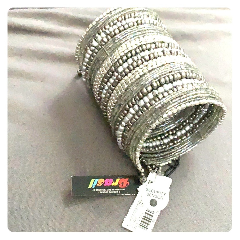 Silver beaded cuff